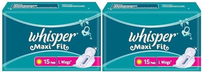 Whisper Maxi Fit L Wings (15+15 pads) Women Sanitary Pad(Pack of 2)