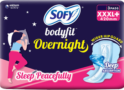SOFY Bodyfit Overnight XXXL+3 Pads Sanitary Pad(Pack of 3)
