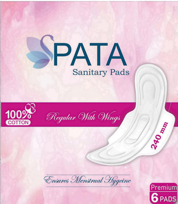 PATA Premium High Absorption 100% Cotton Soft & Rash Free 240mm (06 PCS- 6PCS PKT) Sanitary Pad  (Pack Of 6) For Rs. 115