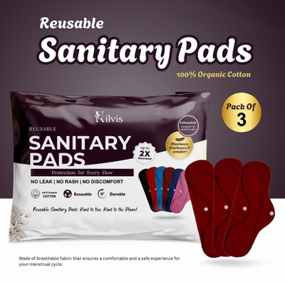 KILVIS 3Pcs Washable & Reusable Leakproof Sanitary Cloth Pads Sanitary Pad(Pack of 3)