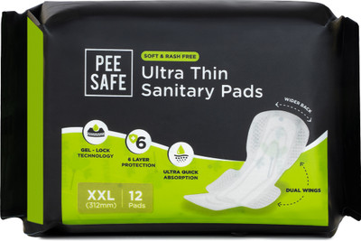 Pee Safe Ultra Thin Sanitary pad for Women XXL Cottony Soft Dual Wings Rash Free Periods Sanitary Pad(Pack of 12)