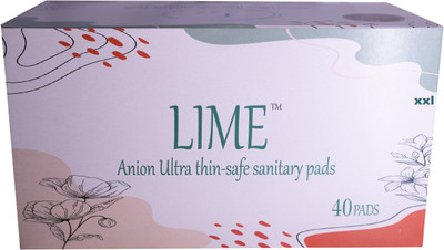 Lime Ultra Thin Soft Pure Cotton Anion Sanitary Pads Sanitary Pad(Pack of 40)