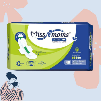MISS N MOMS Ultra Thin Cottony Soft Sanitary Pads - 40 Units Combo Pack (Pack of 1) Sanitary Pad(Pack of 40)