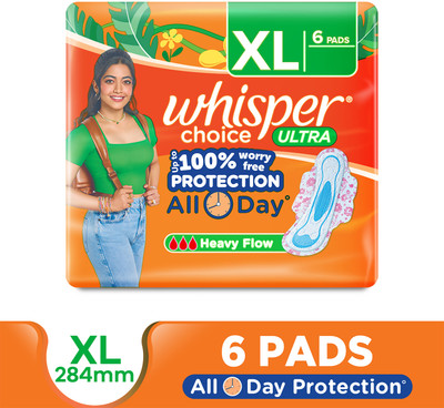 Whisper CHOICE ULTRA XL, UPTO 100% STAIN PROTECTION ALL DAY Sanitary Pad(Pack of 6)