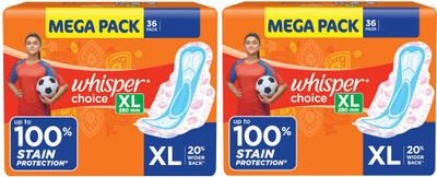 Whisper choice XL 280 mm - 36x2 Pcs Sanitary Pad(Pack of 2)
