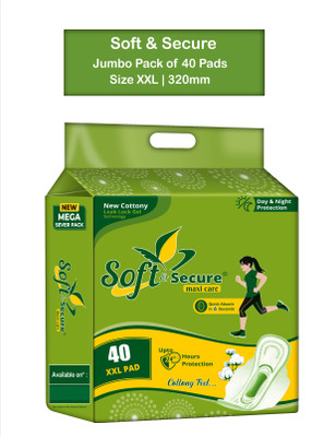 soft & secure CottonShield Maxi Pad Size XXL Jumbo Pack (40 Pads) Sanitary Pad