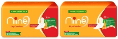 nine Dry Comfort- Extra- Long+275mm XL- 18x2 - Sanitary Pads ( Piece 36 ) Sanitary Pad(Pack of 2)