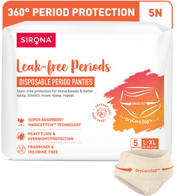 SIRONA Super Absorbent Disposable Period Panties for Women with 12 Hr Protection (L-XL) Sanitary Pad(Pack of 5)