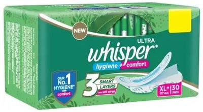 Whisper Ultra Clean XL + Wings Sanitary Pad (Pack of 30) Sanitary Pad(Pack of 30)