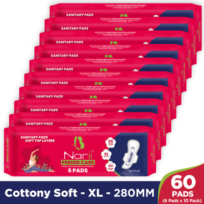 NARII Period Care XL Enrich with Neem-Safflower Sanitary Pads for Women | 280mm Sanitary Pad(Pack of 60)
