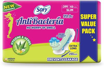 SOFY Antibacteria X-Large Extra Long Pads Napkins-(XL) Sanitary Pad(Pack of 48)