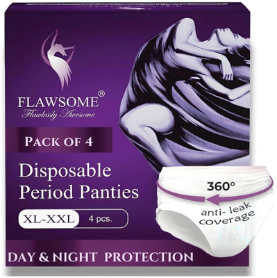 FLAWSOME Period Pants, 360� Protection, Leak-Proof, Comfortable, XL, Sanitary Pad(Pack of 4)