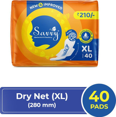 Savvy Maxi XL (280mm)For Heavy Flow|Leaklock Protection|Wider Wings & Back- Combo of 1 Sanitary Pad(Pack of 40)