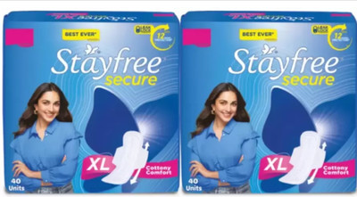 STAYFREE Secure Cottony Comfort Extra Large- XL-40+40 Sanitary Pad(Pack of 2)