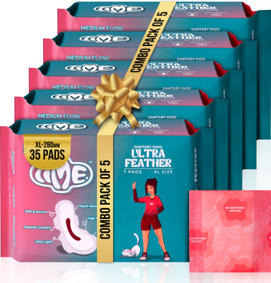 Time Ultra Feather Rash-Free XL 280mm Ultra Soft Leak Lock & Rapid Absorption Sanitary Pad(Pack of 35)