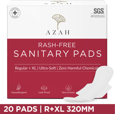 AZAH Rash-Free Napkins Regular+XL for Medium & Heavy Flow | Leak Proof & Cottony Soft Sanitary Pad(Pack of 20) AZAH Rash-Free Napkins Regular+XL for Medium & Heavy Flow | Leak Proof & Cottony Soft Sanitary Pad(Pack of 20)