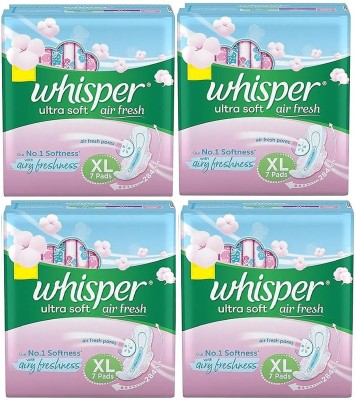 Whisper Ultra Soft Air Fresh Sanitary Pads For Women, X-Large Napkins Sanitary Pad Sanitary Pad(Pack of 28)