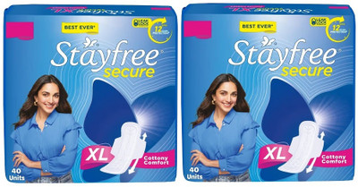 STAYFREE secure Cottony Comfort XL 274 mm - 40x2 Pcs Sanitary Pad(Pack of 2)