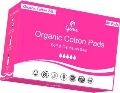 Genie Pads Genie Organic Cotton 2XL Pads Pack of 80 Sanitary Pad(Pack of 80)