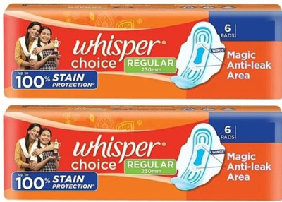 Whisper choice Regular with Wings 230 mm - 6×2 Pcs Sanitary Pad(Pack of 12)