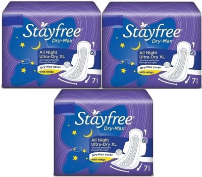 STAYFREE Dry-Max All Night Ultra-Dry Max Cover XL - 7+7+7 Pads Sanitary Pad(Pack of 3)