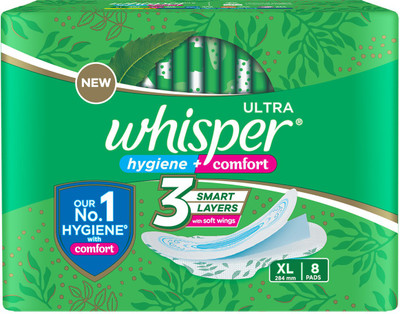 Whisper ULTRA HYGIENE+COMFORT XL, FOR HEAVY FLOW Sanitary Pad(Pack of 8)