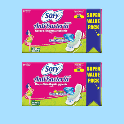 SOFY XL Sanitary Pads With Wings For Heavy Flow And Rash-Free Protection Sanitary Pad(Pack of 96)