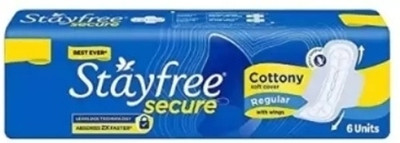 STAYFREE Secure Cottony soft cover Regular - 6 Pads Sanitary Pad