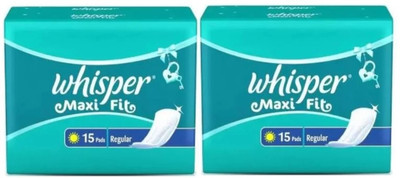 Whisper Maxi Fit Regular sanitary pad 15+15 Sanitary Pad(Pack of 2)