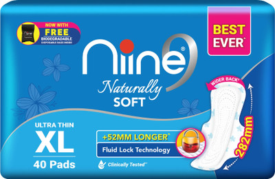 niine Naturally Soft Ultra Thin XL Sanitary Pads (Combo of 1) with Disposal Bag Inside Sanitary Pad(Pack of 40)
