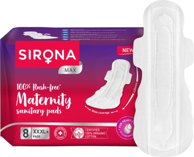 SIRONA Organic Cotton Ultra Soft Maternity Pads (XXXL) Sanitary Pad(Pack of 8)