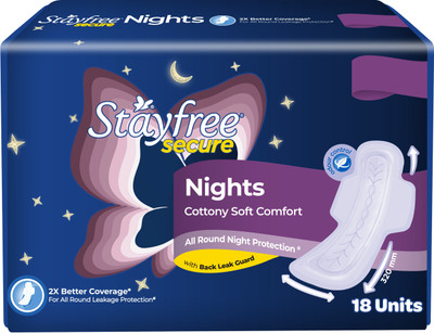 STAYFREE Secure Nights Sanitary Pad(Pack of 18)