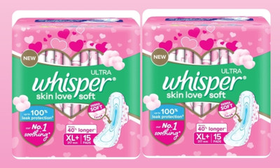 Whisper Ultra skin love soft XL+15+15 pads Sanitary Pad Sanitary Pad(Pack of 2)