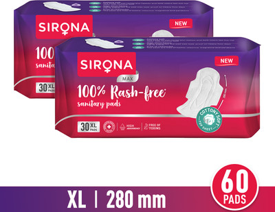 SIRONA Cottony Ultra Soft Rash Free XL Sanitary Pad(Pack of 60)