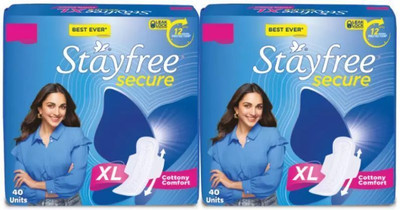 STAYFREE Secure XL Cottony Cover Sanitary Pad(Pack of 80) Combo pack Sanitary Pad(Pack of 80)