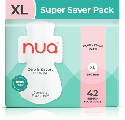 Nua Complete Comfort 42 Medium Flow XL | Essentials Pack | 4X Comfort Sanitary Pad(Pack of 42)