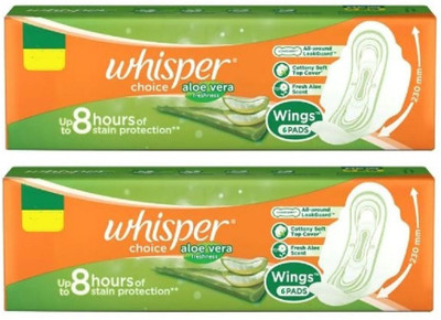 Whisper choice Aloe Vera Regular 230 mm - 6x2 Pcs Sanitary Pad(Pack of 2)