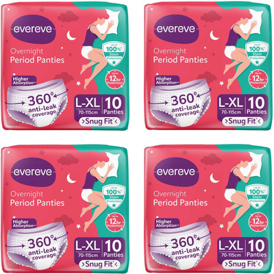 EverEve Disposable Ultra Absorbent Period Panties - L-XL (40 Pieces) - (70-115cm) Sanitary Pad(Pack of 40)