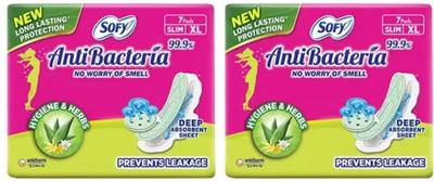 SOFY Anti Bacteria Extra Large Sanitary Pads XL 290mm - (7+7 Pads) Sanitary Pad(Pack of 2)
