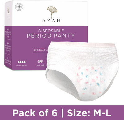 AZAH Disposable Period Panties| 12 Hours Complete Protection | Size:-M/L | Sanitary Pad  (Pack Of 6) For Rs. 199 @ 50 %