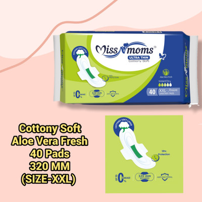 MISS N MOMS PREMIUM QUALITY ALOE VERA FRESH ULTRA THIN COTTON SANITARY PAD (PACK OF 40) Sanitary Pad(Pack of 40)