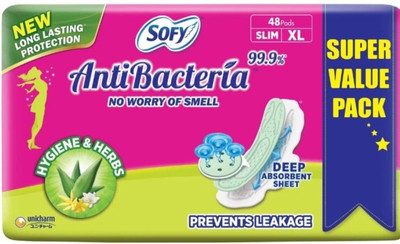 SOFY Anti Becteria Extra large XL 290mm 48pcs Sanitary Pad(Pack of 48)