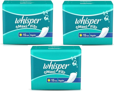 Whisper Maxi Fit Regular 15+15+15 Pads Sanitary Pad(Pack of 3)