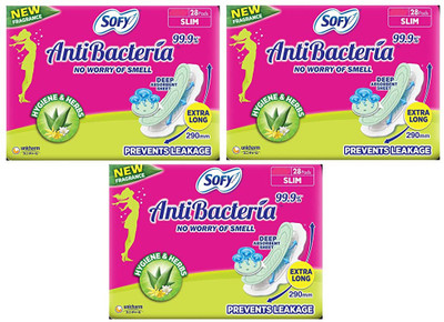 SOFY ANTIBACTERIA EXTRA LONG 28+28+28N Sanitary Pad(Pack of 3)