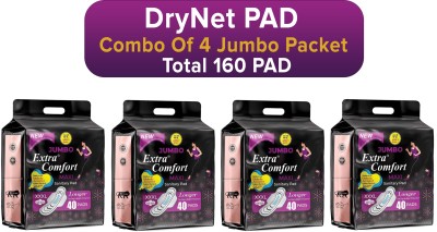 jumbo extra comfort Latest Gel Technology Day And Night Protection xxxl size pack of 4 total 160 pad Sanitary Pad(Pack of 4)