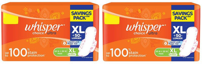 Whisper choice ultra +50mm Longer XL - (20N+20N)x2 Pcs Sanitary Pad(Pack of 2)