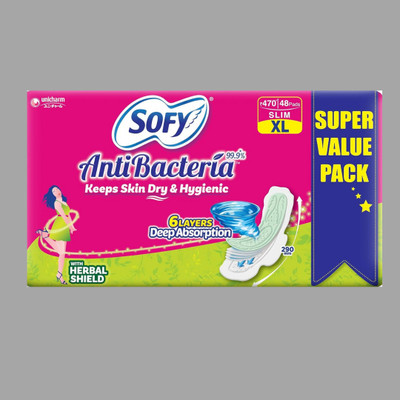 SOFY XL 48 Sanitary Napkins | Cottony Soft with Odor Control Sanitary Pad(Pack of 48)