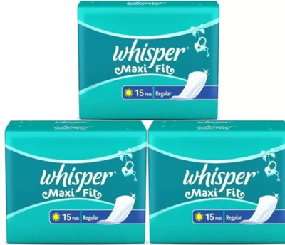 Whisper Maxi Fit Regular Napkins - 15+15+15 Pad (Pack of 3 ) Sanitary Pad(Pack of 3)