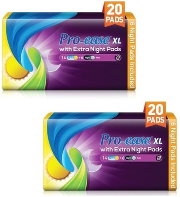 Pro-ease XL with Extra Night (14+6)x2 Sanitary Pad(Pack of 2)