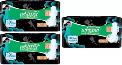 Whisper THICK BindazzZ Night XXXL 400 mm - 10+10+10 Napkins Sanitary Pad (Pack of 30) Sanitary Pad(Pack of 3)